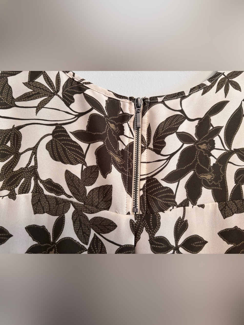 Maurices Cream Blouse with Olive Leaf Print - Picture 7 of 8